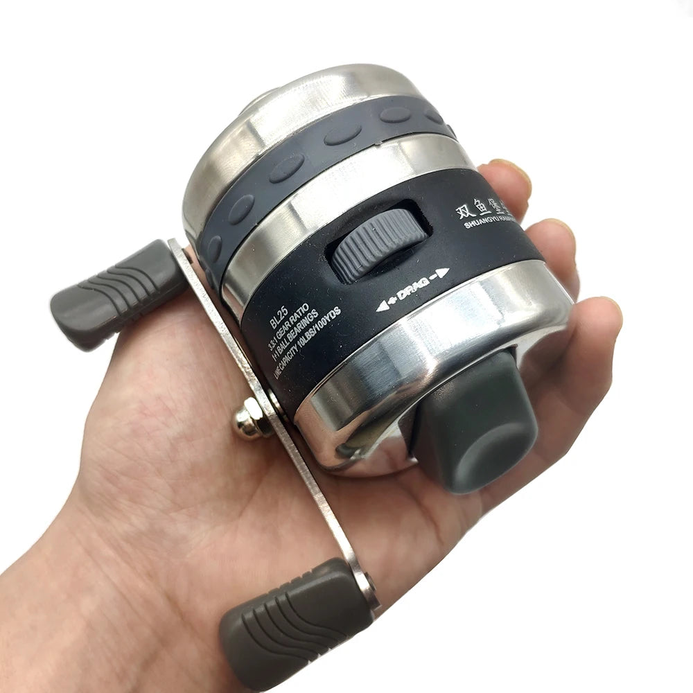 Fishing Reel Slingshot Shooting Fish Closed Wheel Stainless steel Line Cup BL25 Outdoor Hunting with 5# line 40M