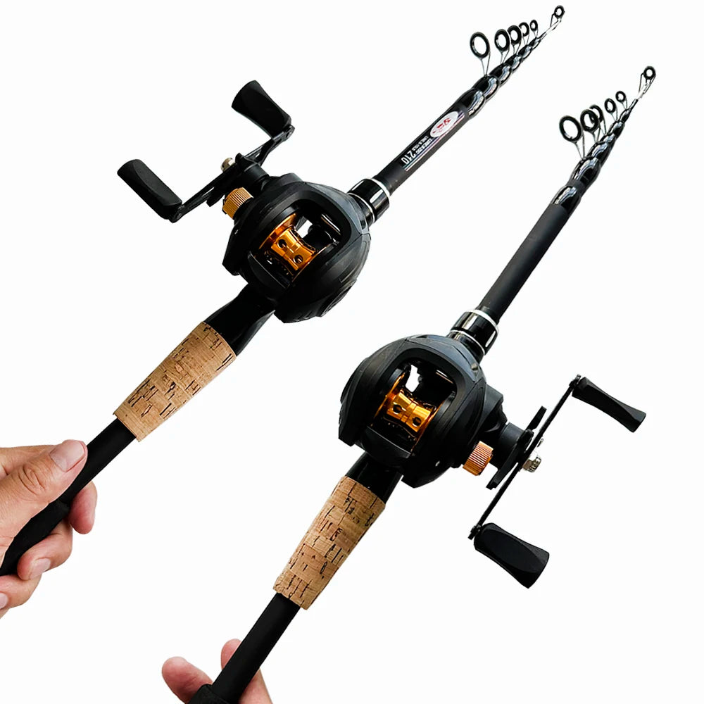 Casting Fishing Rods Combo Telescopic Rod and 19+1BB Baitcasting Reel Travel 1.5m-2.4m for 8-25g Lure Carbon Trout Fishing Set