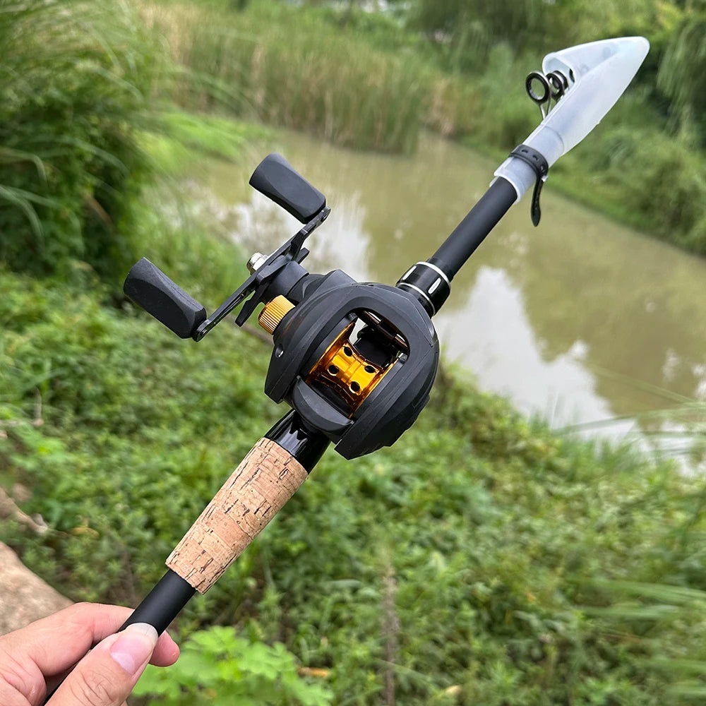 Casting Fishing Rods Combo Telescopic Rod and 19+1BB Baitcasting Reel Travel 1.5m-2.4m for 8-25g Lure Carbon Trout Fishing Set