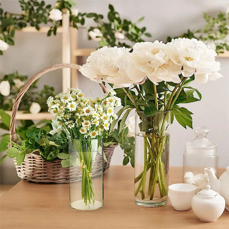 3/6/9 Glass Cylinder Vase Set of 6, Hurricane Vase for Flowers, Glass Cylinder Candle Holder for Pillar Candles, Floating Candle