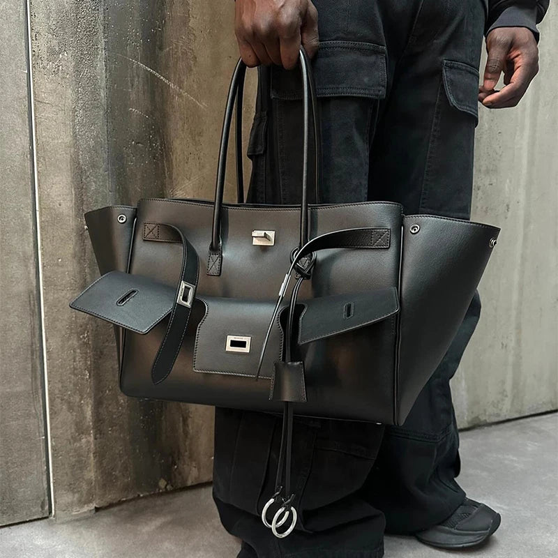 Luxury Designer Black Bag Large Capacity Travel Luggage Bag High Quality Square Buckle Design Shoulder Handbag Shopper Women Bag