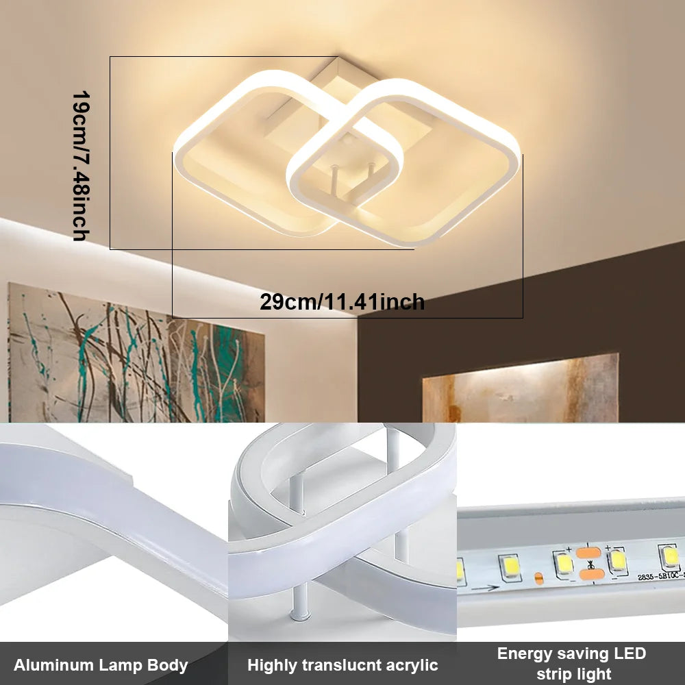 Small Ceiling Lights Modern LED Acrylic Ceiling Lamp White Aisle Lighting Fixtures for Bedroom Kitchen Living Room Study Hallway