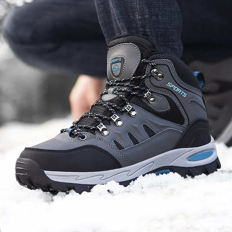 Warm Men Winter Boots With Fur & Autumn Outdoor Hiking Boots Man Sneakers Trekking Shoes For Unisex Non-Slip Snow Boots