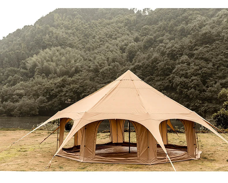Ready In Stock Customized Outdoor Luxury Glamping Bell Tents Dome Tepee for Family Camping