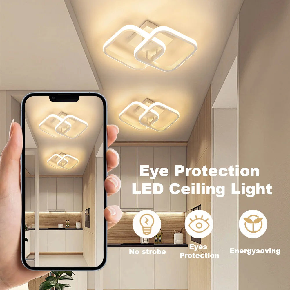 Small Ceiling Lights Modern LED Acrylic Ceiling Lamp White Aisle Lighting Fixtures for Bedroom Kitchen Living Room Study Hallway