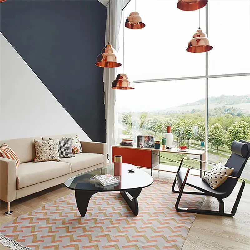 Triangle Coffee Table Modern Coffee Table Wood Base Glass top,Glass Coffee Table,Oval Small Center Table For Living Room