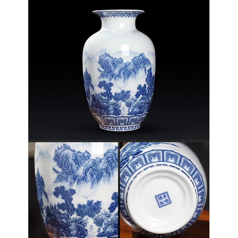 Jingdezhen Ceramics Under-glazed Blue and white porcelain new Chinese style Vase Decoration living room flower arrangement