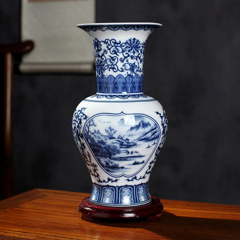 Jingdezhen Ceramics Under-glazed Blue and white porcelain new Chinese style Vase Decoration living room flower arrangement