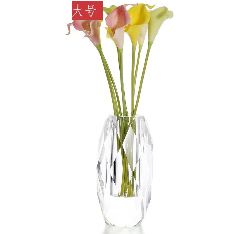 European Crystal Glass Small Vase, Fresh Tabletop Ornaments, Flower Plant, Transparent Bottle, Modern Home Decor Accessories