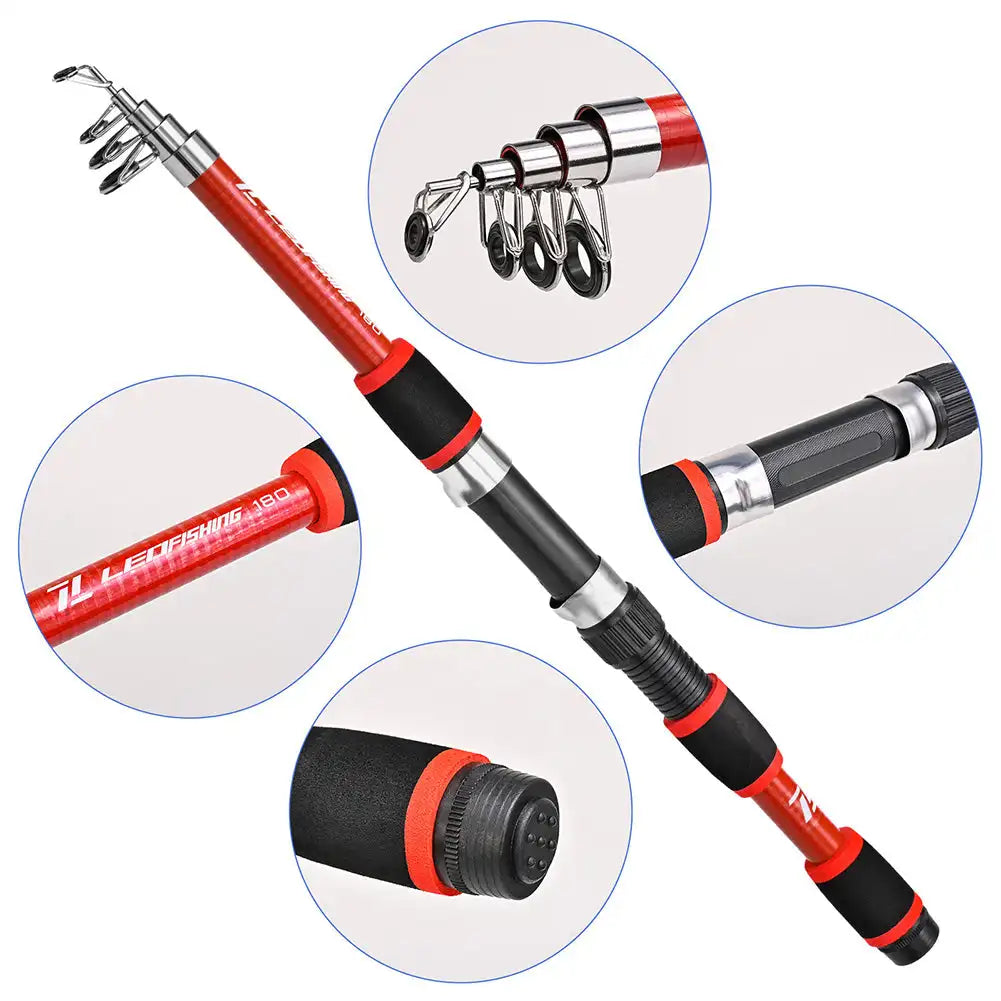 Portable 1.8m Telescopic Fishing Rod 5.5:1 Gear Ratio Spinning Fishing Reel Set With Fishing Line Fishing Gear Rod Combo