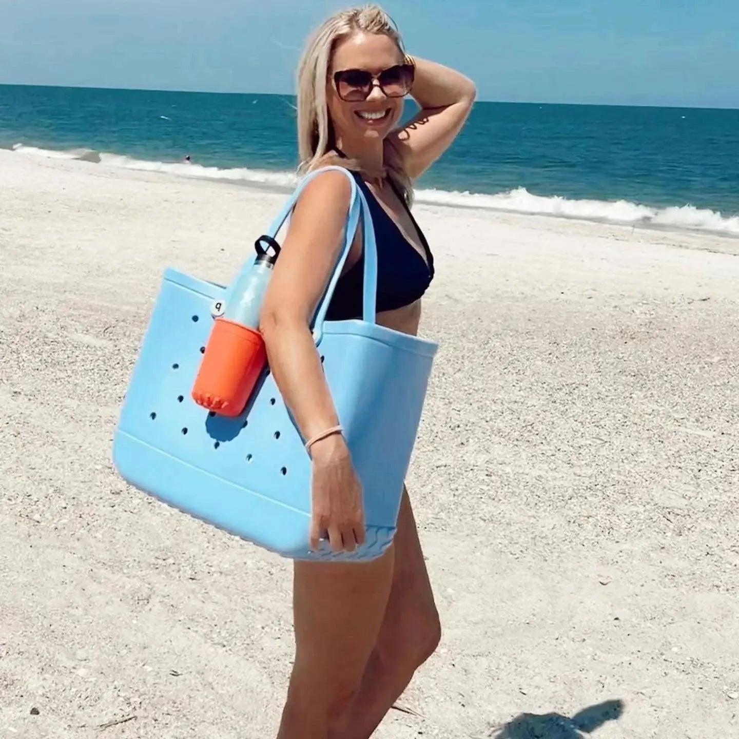 Solid Fashion Hole Durable Waterproof Beach Bag Fashion Rubber Handbag Beach Boat Swimming Sports Shopping Portable Eva Handbag