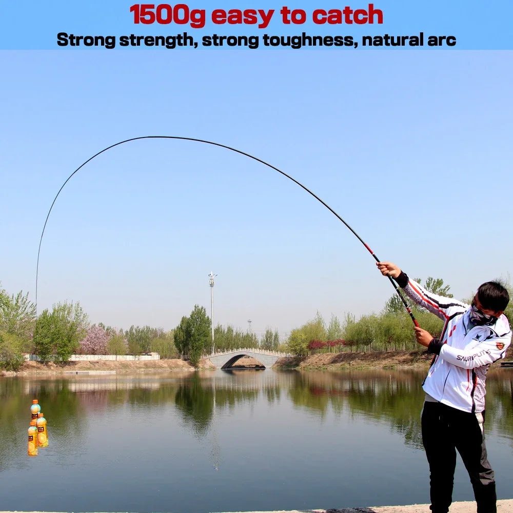 New Super-hard Ultra-light Carbon Fishing Rod 3.6M 4.5M 5.4M 6.3M 7.2M Carp Fishing Rods Travel Freshwater Stream Fishing Rod