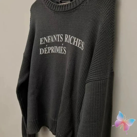 24ss Winter Enfants Riches Dprimes Sweaters Classic Letter Print Black Round Neck Tops ERD Knitted Sweatshirt Men Women Pullover