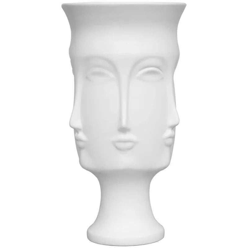 Creative Face Ceramic Vase Floreros Decorativos Moderno Vase Decoration Home Living Room White Flower Vase