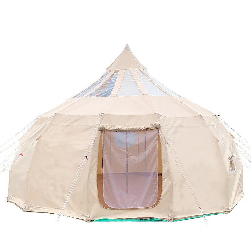 Family outdoor water drop camping tents luxury hotel 5m cotton Khaki fabric canvas dome tent