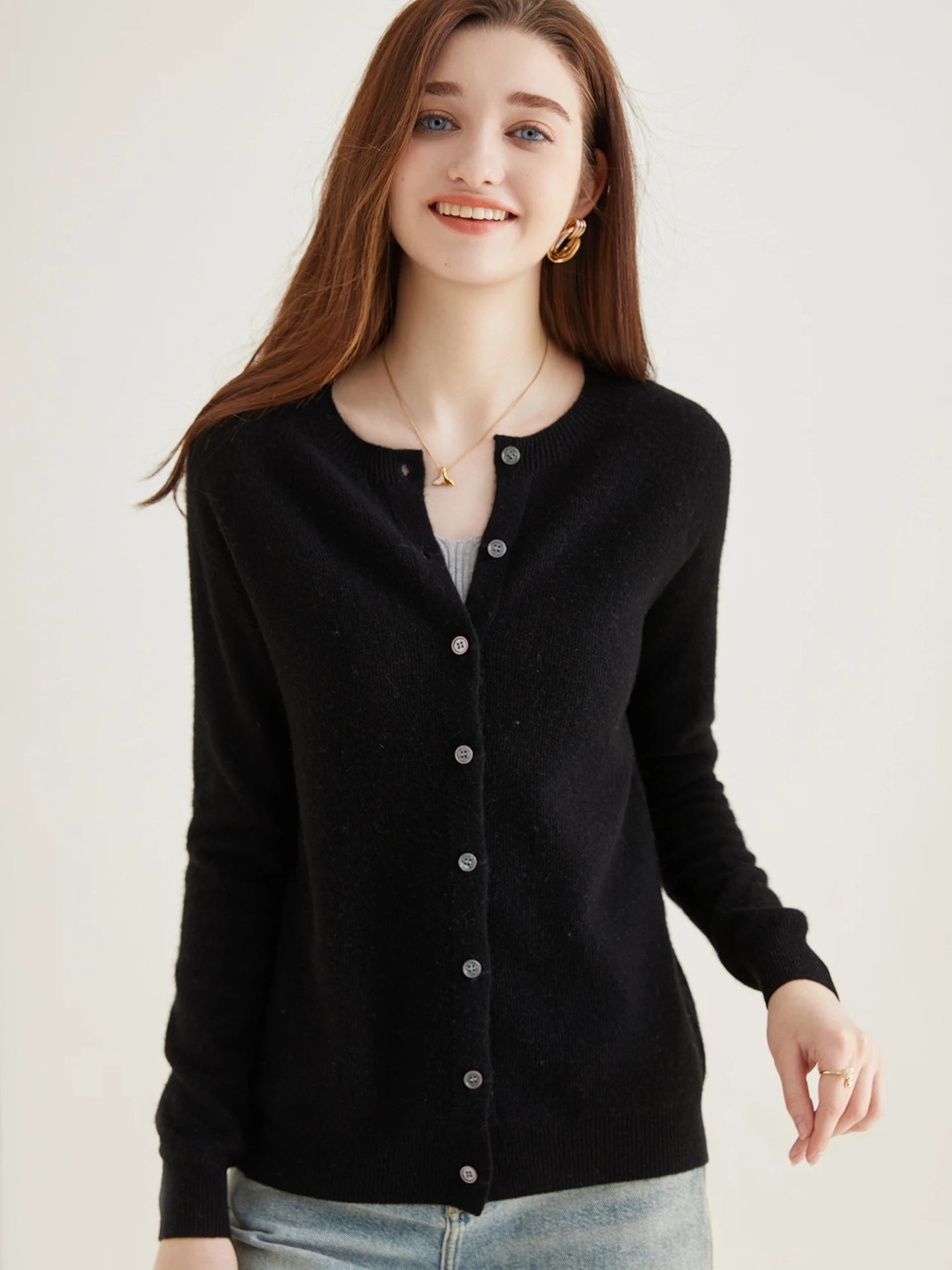 Cardigan for Women Sweater Woman Long Sleeve Top 100% Wool Cardigans Sweaters Vintage Coat 2023 Knitwears Jacket Female Clothing