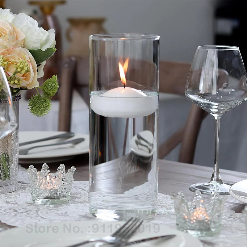 3/6/9 Glass Cylinder Vase Set of 6, Hurricane Vase for Flowers, Glass Cylinder Candle Holder for Pillar Candles, Floating Candle