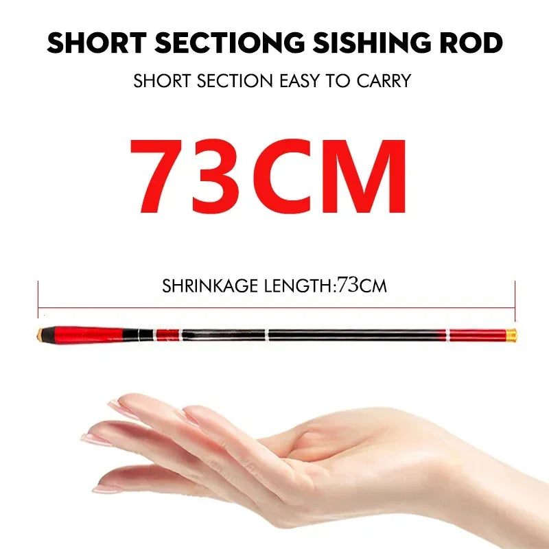 New Super-hard Ultra-light Carbon Fishing Rod 3.6M 4.5M 5.4M 6.3M 7.2M Carp Fishing Rods Travel Freshwater Stream Fishing Rod