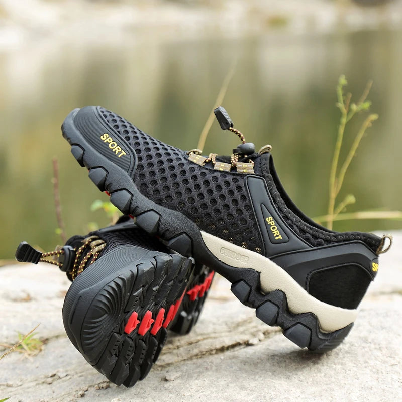 Outdoor Men Hiking Shoes Breathable Sneakers Men Running Trekking Shoes Cushioned Water Hard-Wearing Shoes for Men Free Shipping