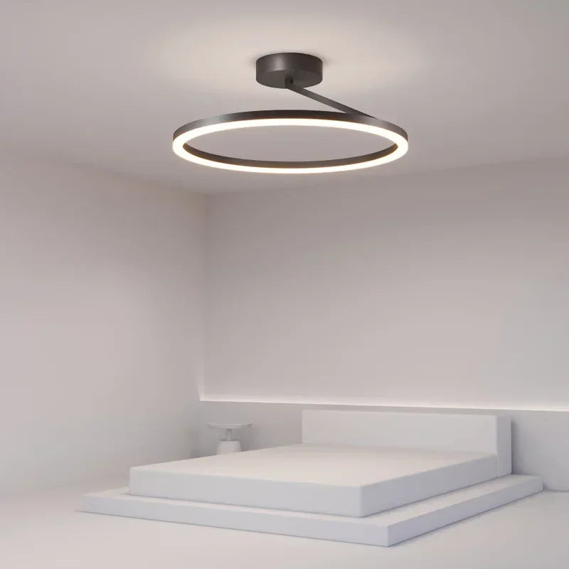 Nordic Design Simple Bedroom Ceiling Lamp Study Living Room LED Ring Warm Romantic Ring Chandelier Light Luxury Eye Protection