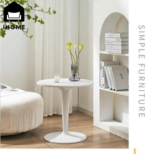 IHOME Nordic Minimalist Transparent Small Coffee Table Round Acrylic Small Edge Table Movable Plastic Coffee Small Round Table