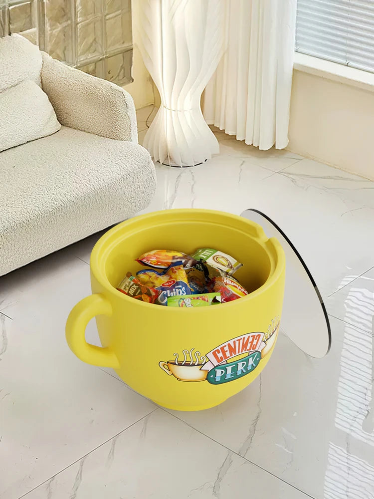 Creative Cartoon Coffee Cup and Small Coffee Table, Living Room Sofa Corner Table, Snack Storage Box, Simple Side Table