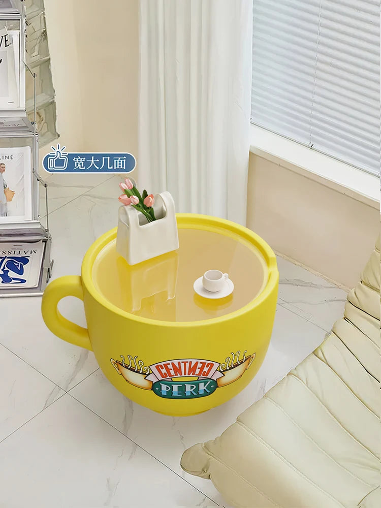 Creative Cartoon Coffee Cup and Small Coffee Table, Living Room Sofa Corner Table, Snack Storage Box, Simple Side Table