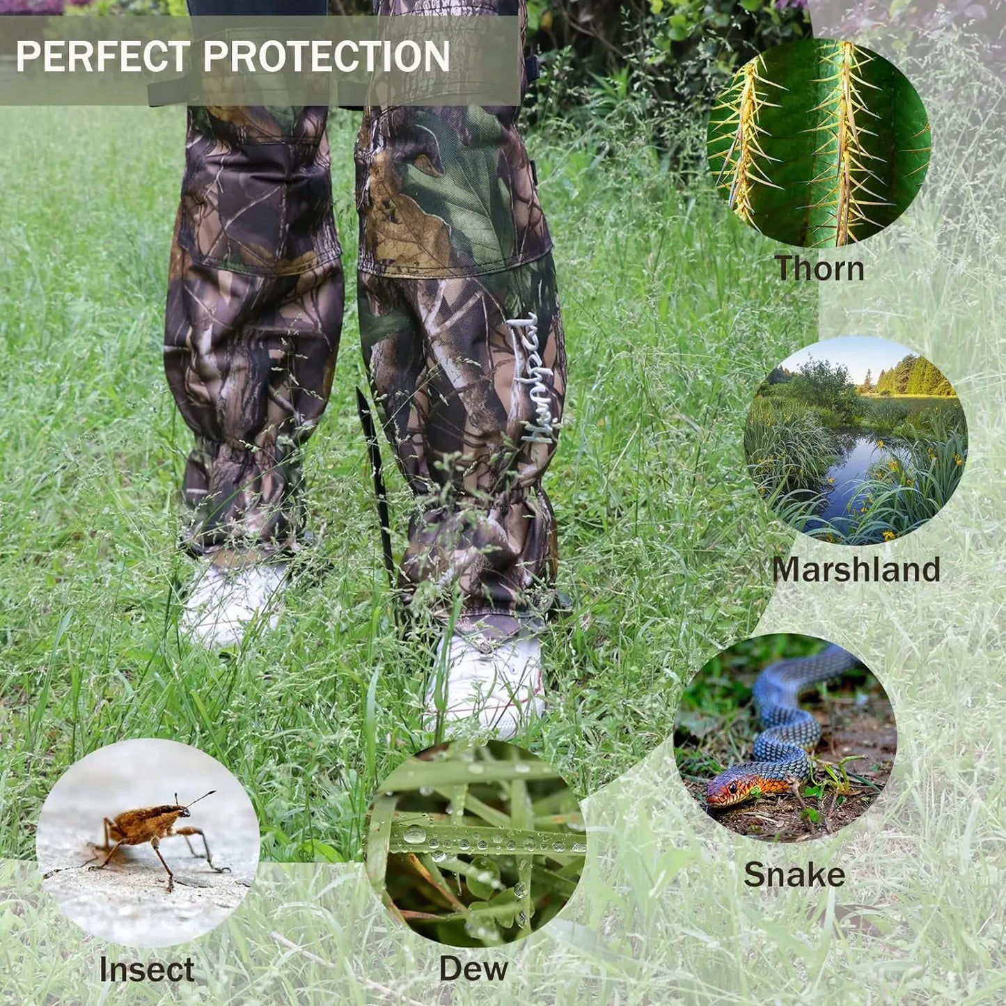 Leg Gaiters Camouflage Waterproof Knee Leg Leggings Oxford Fabric Adjustable Outdoors Shoe Cover with Straps for Hunting Camping