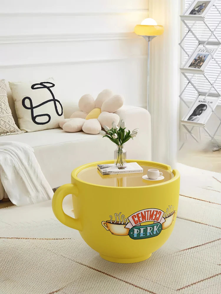 Creative Cartoon Coffee Cup and Small Coffee Table, Living Room Sofa Corner Table, Snack Storage Box, Simple Side Table