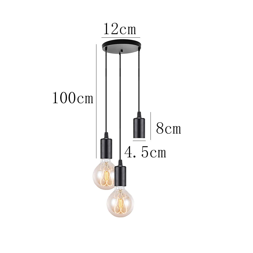 3 Heads Industrial-style Pendant Lamps Nordic Chandelier Pendant Lights E27 Loft Edison Hanging Lamps For Living Room Bar