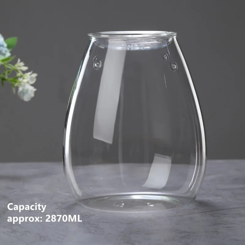 Creative Glass Cover Glass Bottle Moss Vase Hydroponic Fleshy Micro Landscape Glass Terrarium Bonsai Home Decor