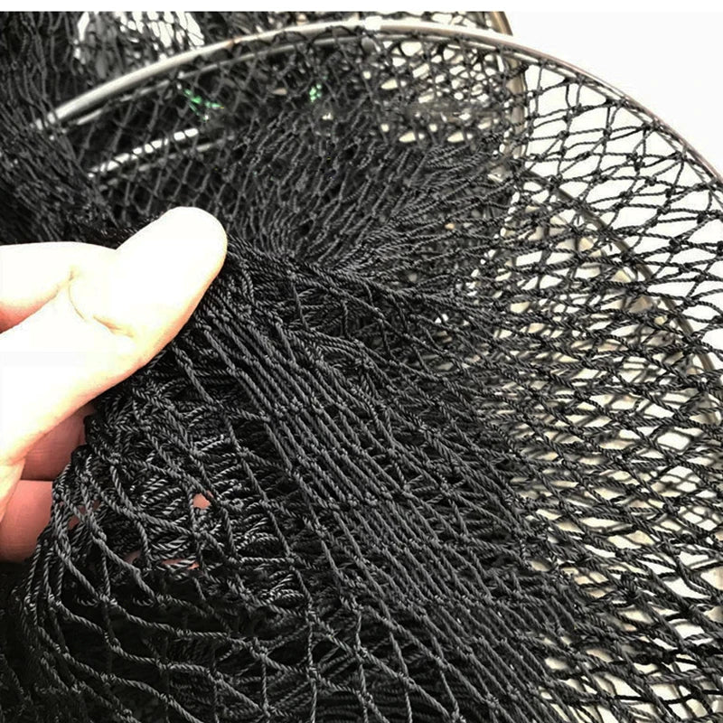 Lawaia Folding Fishing Nets Cage Strong Black Braided Wire Small Mesh Hand Net Quick-drying Fish Bag Stainless Steel Mesh Rings