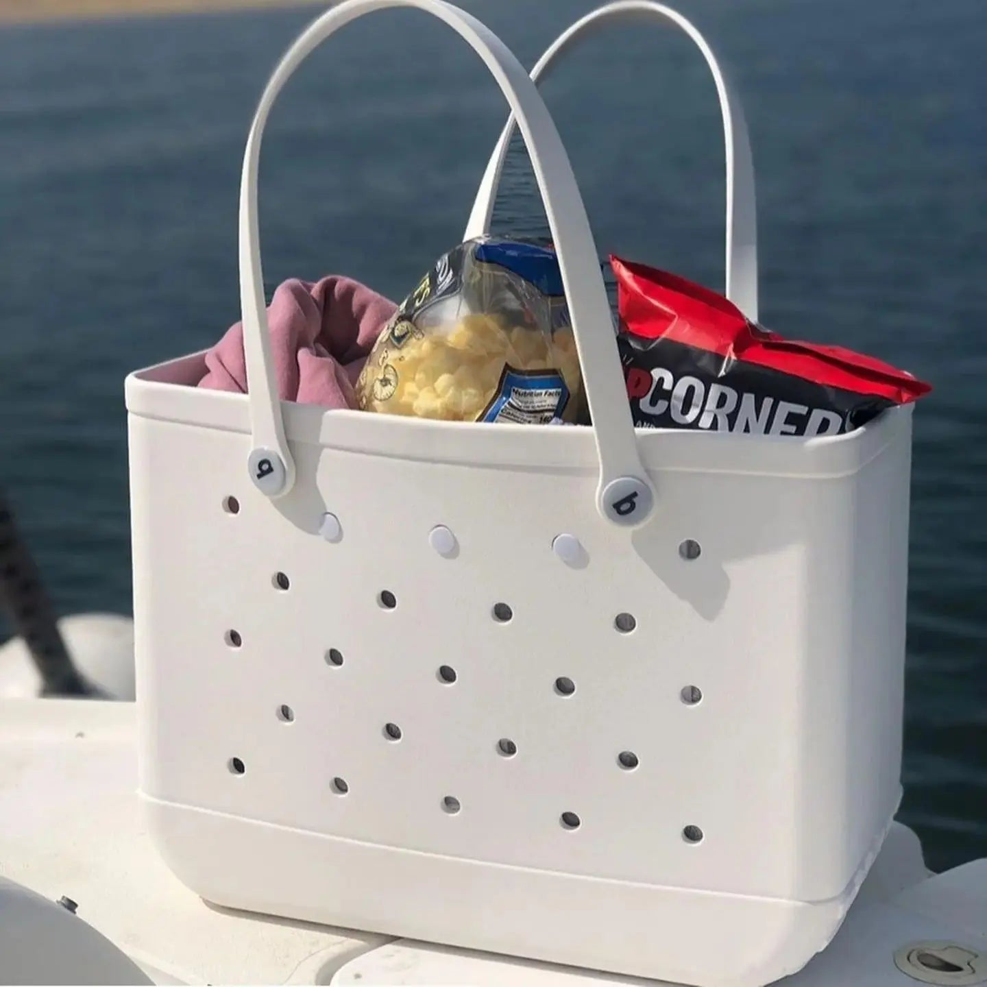 Solid Fashion Hole Durable Waterproof Beach Bag Fashion Rubber Handbag Beach Boat Swimming Sports Shopping Portable Eva Handbag