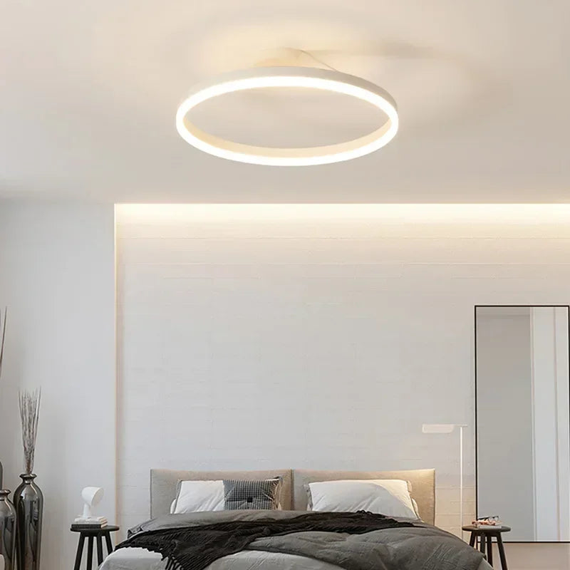 Nordic Design Simple Bedroom Ceiling Lamp Study Living Room LED Ring Warm Romantic Ring Chandelier Light Luxury Eye Protection