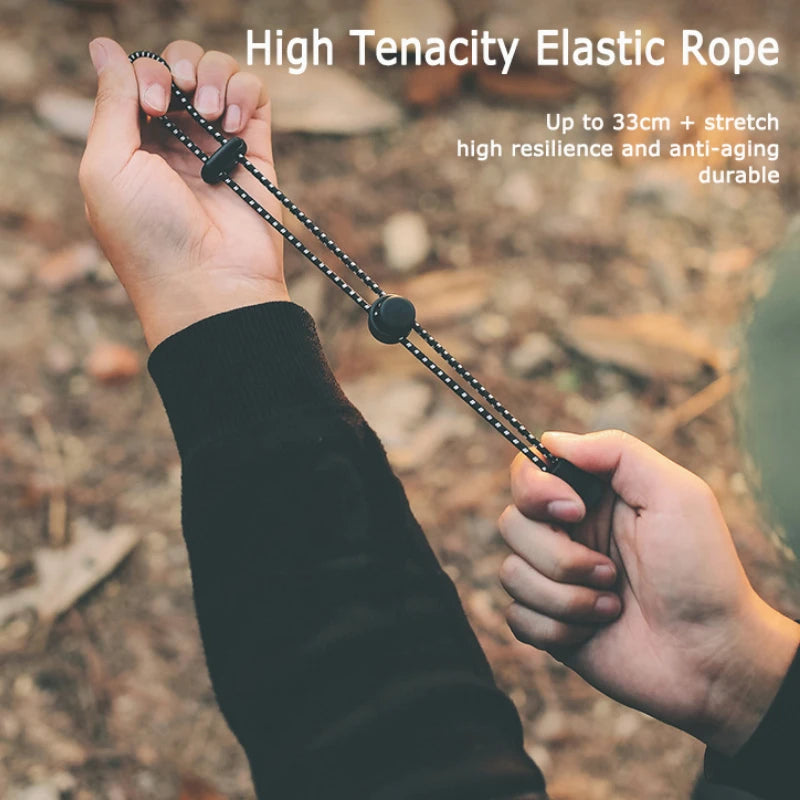 2Pcs Outdoor Activities Outside Backpacking Cane Holder Hanging Trekking Poles Fixed Lanyard Elastic Rope Plastic Buckle