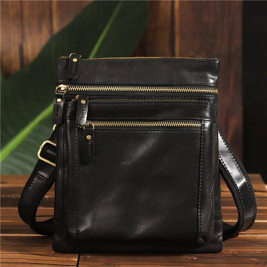 Ipad Case Big Crossbody Shoulder Bags for Men Genuine Leather Bag Hasp Men's Shoulder Bag Leather Fashion Messenger Bags Man