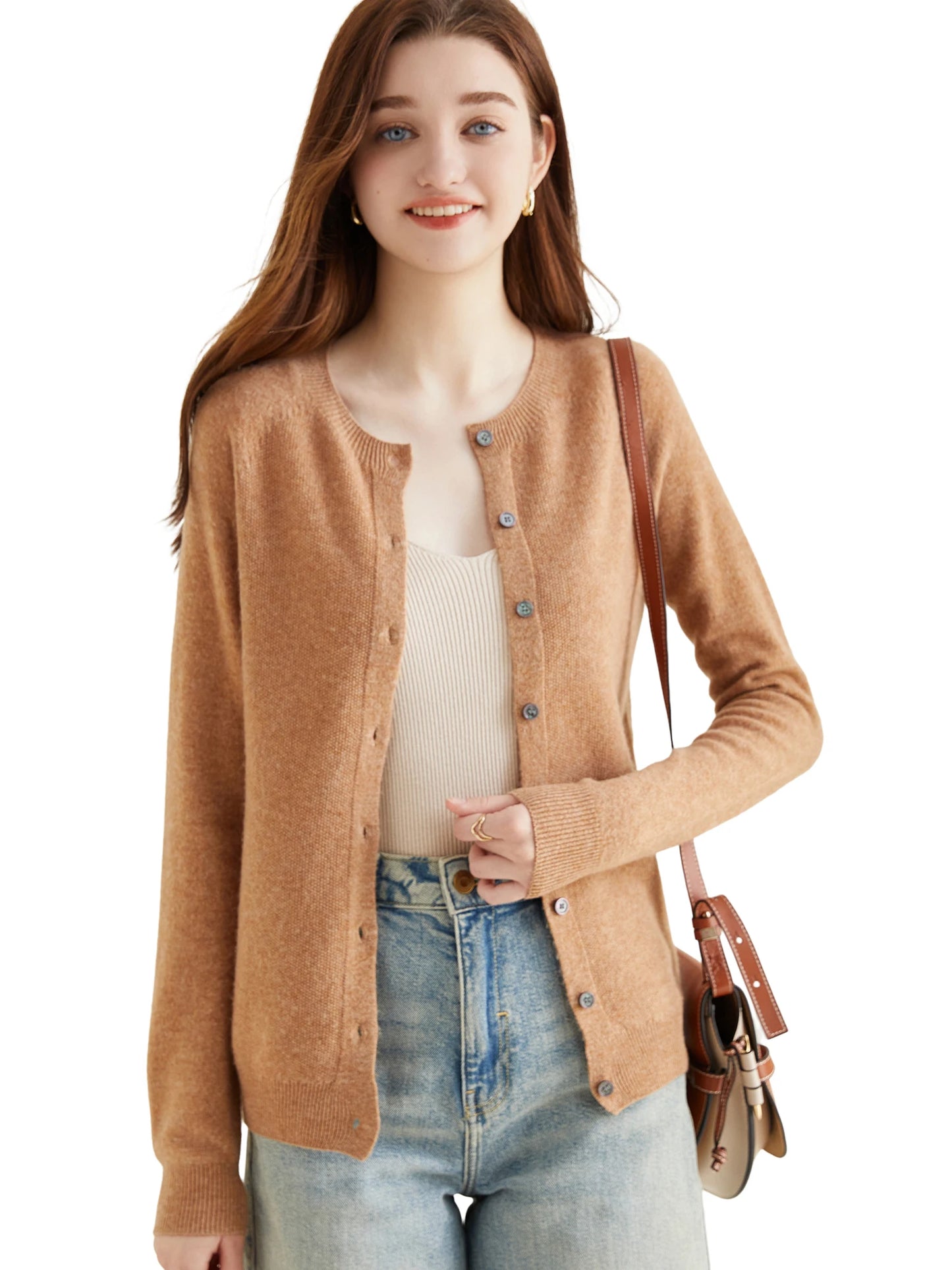 Cardigan for Women Sweater Woman Long Sleeve Top 100% Wool Cardigans Sweaters Vintage Coat 2023 Knitwears Jacket Female Clothing