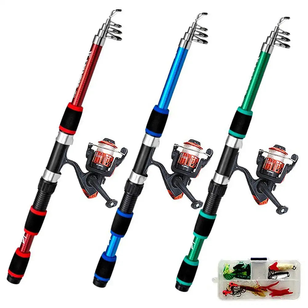 Portable 1.8m Telescopic Fishing Rod 5.5:1 Gear Ratio Spinning Fishing Reel Set With Fishing Line Fishing Gear Rod Combo