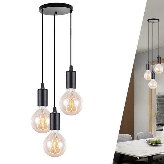 3 Heads Industrial-style Pendant Lamps Nordic Chandelier Pendant Lights E27 Loft Edison Hanging Lamps For Living Room Bar