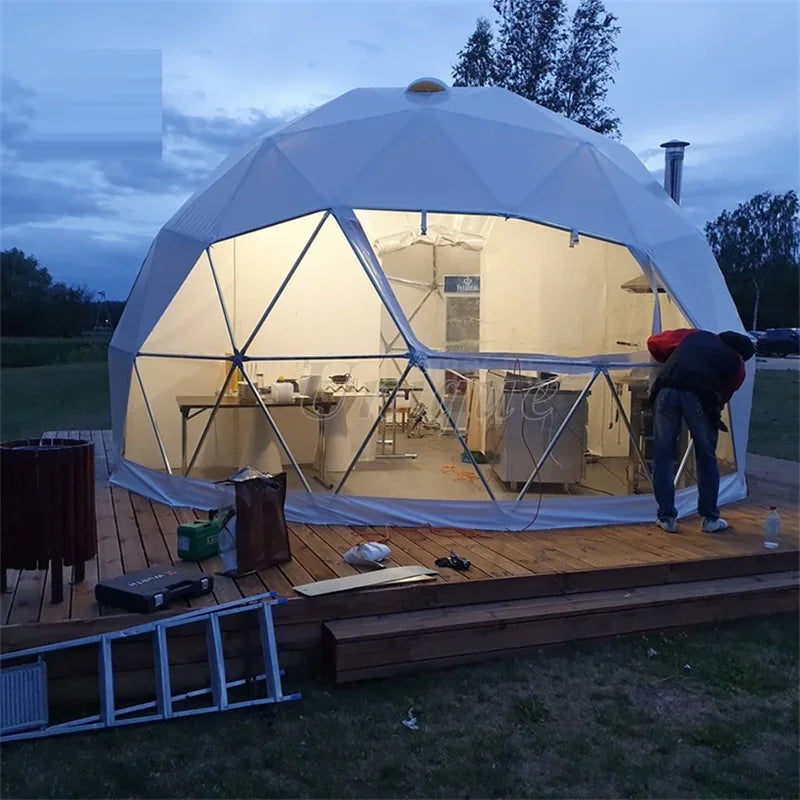 Clear Glass Dome Camping Tents, Luxury Tent, Party Outdoor, Geodesic, Camp Hotel Room, 5m