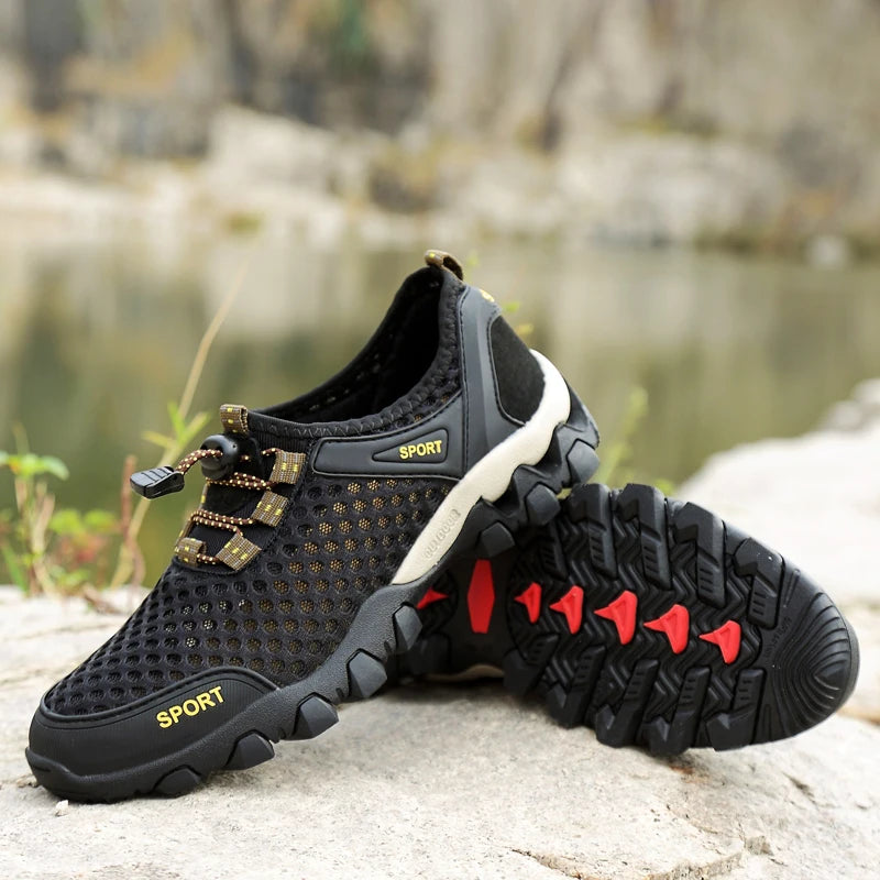 Outdoor Men Hiking Shoes Breathable Sneakers Men Running Trekking Shoes Cushioned Water Hard-Wearing Shoes for Men Free Shipping