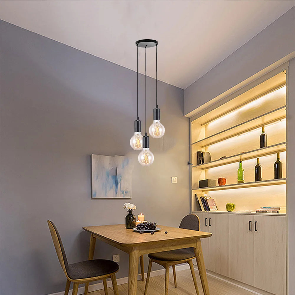 3 Heads Industrial-style Pendant Lamps Nordic Chandelier Pendant Lights E27 Loft Edison Hanging Lamps For Living Room Bar