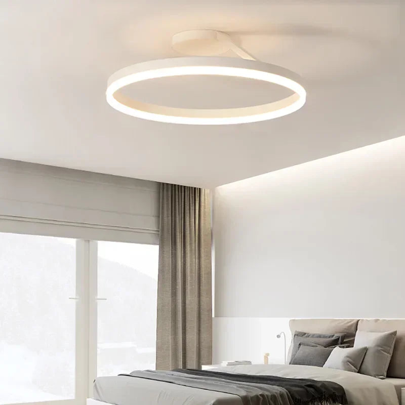 Nordic Design Simple Bedroom Ceiling Lamp Study Living Room LED Ring Warm Romantic Ring Chandelier Light Luxury Eye Protection