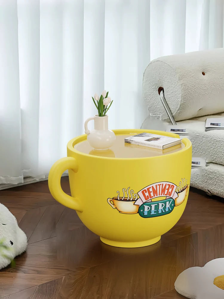 Creative Cartoon Coffee Cup and Small Coffee Table, Living Room Sofa Corner Table, Snack Storage Box, Simple Side Table