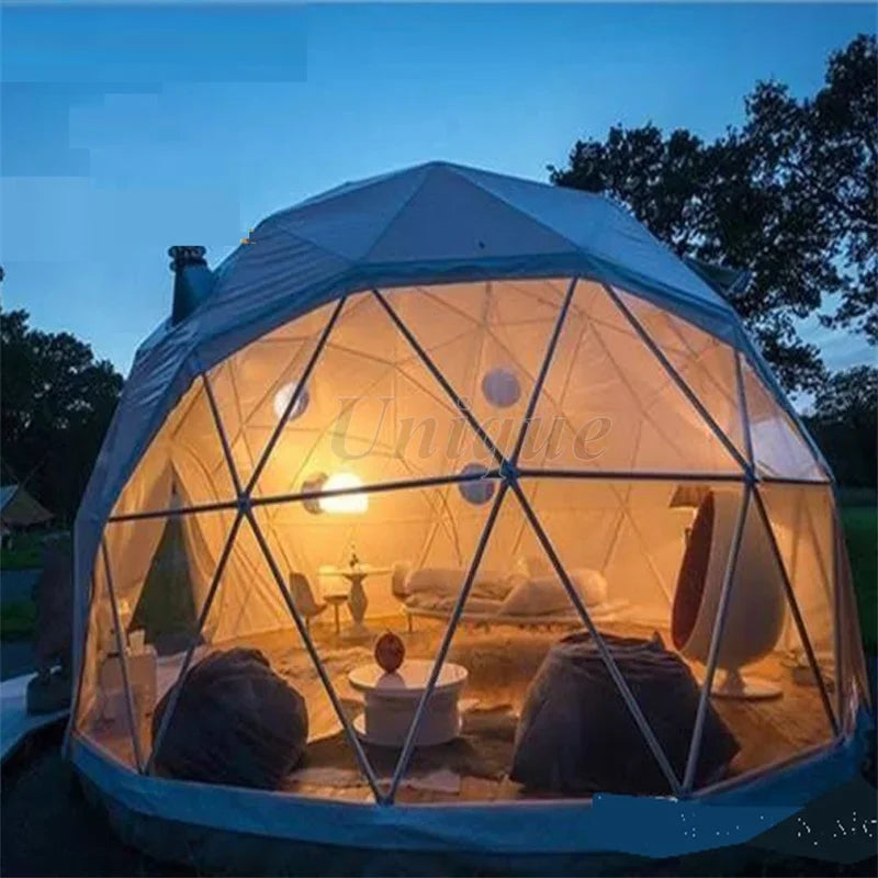 Clear Glass Dome Camping Tents, Luxury Tent, Party Outdoor, Geodesic, Camp Hotel Room, 5m