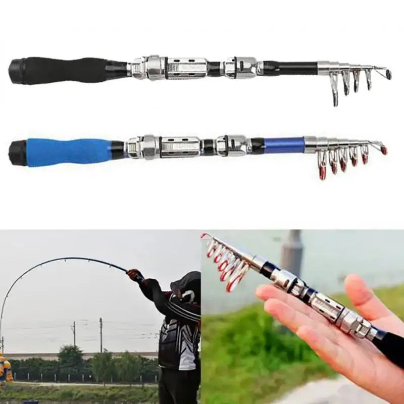 Outdoor Fishing Telescopic Mini Fishing Rods Super Hard Carbon Steel Rivers Lakes Fishing Rod Portable Sea Pole Equipment