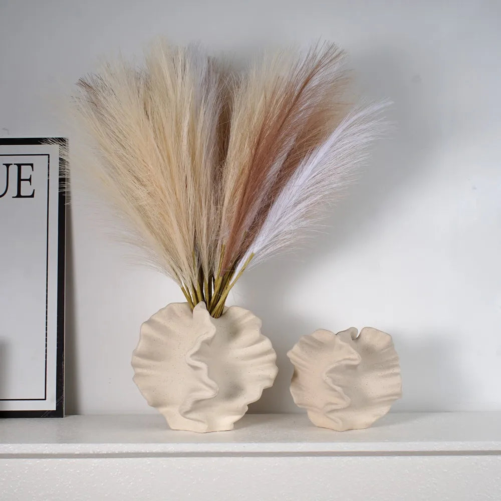 CAPIRON Ceramic Coral Vase Nordic Art Beige Matte Container for Flower Pampas Grass Living Room Tabletop Centerpieces Decoration